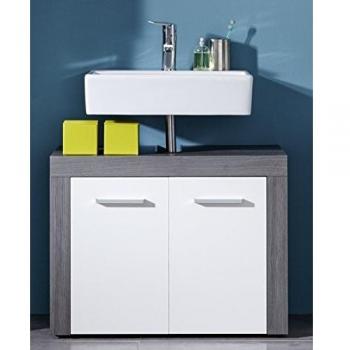 Armario de lavabo Miami blanco y plateado ahumado