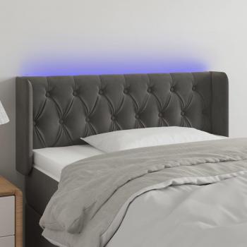 Cabecero LED de terciopelo gris oscuro 103x16x78/88 cm