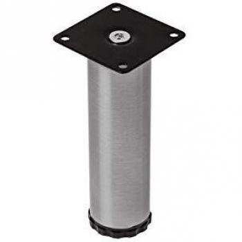 GedoTec Pie ajustable Pata de mueble Pata de mesa Pies de base Pies de caja Ø 42 mm Acabado De Acero Inoxidable Altura 80 - 200 mm Placa de montaje 63 x 63 mm 25 mm ajustable en altura - acero inoxidable, Acabado De Acero Inoxidable, 150 mm