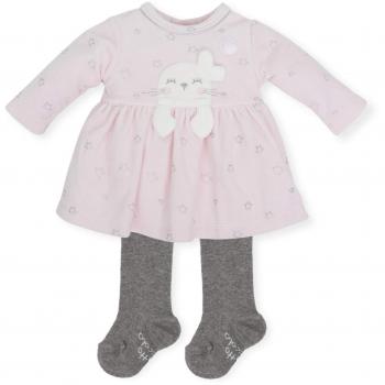 Tutto Piccolo Vestido Bebé Niña con Leotardos Ropa de Bebé Temporada Otoño-Invierno Estampado Estrellas Color Rosa y Gris 5288W27