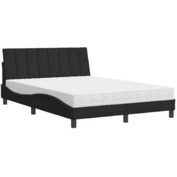 Cama con colchón terciopelo negro 140x200 cm
