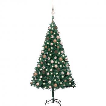 vidaXL Artificial Pre-lit Christmas Tree with Ball Set Green 180 cm PVC