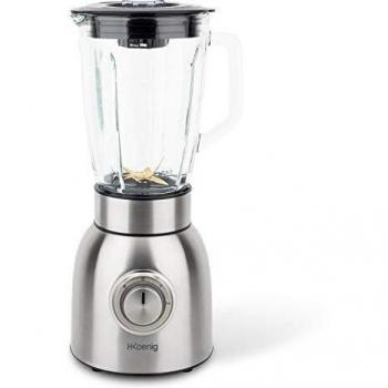 Batidora de Vaso para Smoothies y Zumos, Licuadora para Verduras y Frutas con Función Pica Hielo, 1000 W, 3 Velocidades, Cuchillas de Titanio, 6 Hojas, 1.5 Litros, Acero Inoxidable. H.Koenig_MXK32