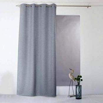 Cortina Opaca Gris con Ojetes - 140 x 240 cm - 100% Poliéster
