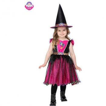 Disfraz de Bruja Vera y el Reino Arcoíris Halloween para niña con Sombrero y Escoba
