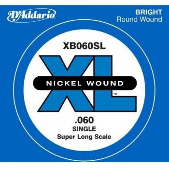 D'Addario XB060SL Nickel Wound Bass Guitar Single String, Super Long Scale.060