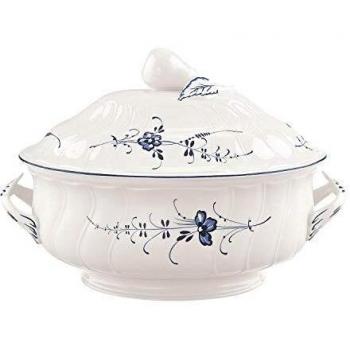 Villeroy & Boch 1023412360 Old Lu x Embourg Tureen, Premium Porcelain, White/Blue, 2.7 Litre
