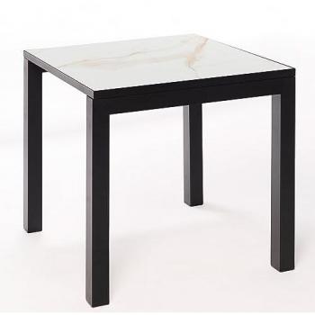 Mesa Cerámica Luxury Gold 90x90x75cm Negra, Apta para Interior y Exterior, Superficie Porcelánica y Estructura de Acero SmarTile
