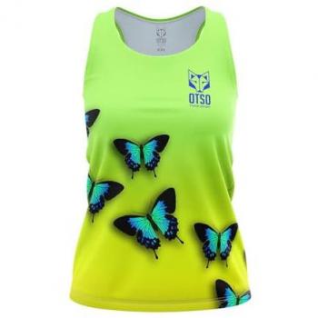 Camiseta sin mangas Otso Butterfly amarilla y verde - XS