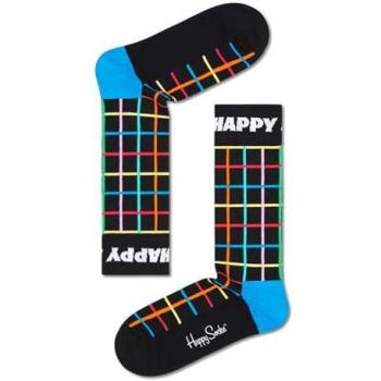 Calcetines Happy Socks Color Grid Crew - Talla 36-46 - Estampado Único - Tejido Suave - Diseño de Rejilla Multicolor