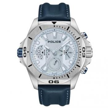 Police Electrical Men's Chronograph Watch Blue Synthetic Leather Strap 46mm
