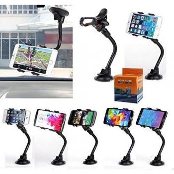 Clip doble 360 rotación Flexible soporte de coche para teléfono móvil soporte para soporte de coche para iPhone, Samsung, LG, Nexus, HTC, Motorola, Sony y otros smartphones, negro