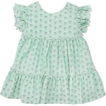 Vestido de bebé niña estampado con volantes en color rosa