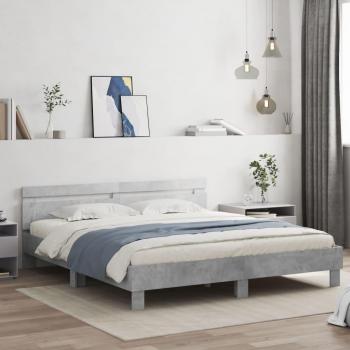Cabecero de cama azul cemento gris 160x200 cm madera multicapa
