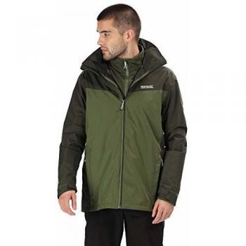 Regatta Telmar III - Chaqueta Impermeable con Forro de tafetán, con Capucha Oculta y Forro Interior de Microfibra, para Hombre, Hombre, Color Bayleaf/Cypress Green, tamaño Extra-Large