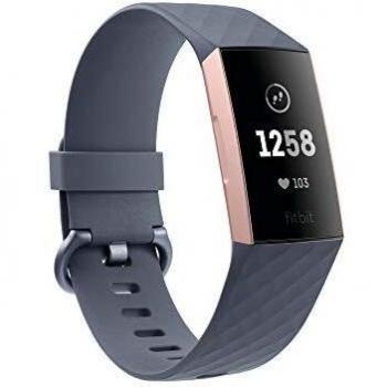 Fitbit Charge 3 Pulsera Avanzada de Salud y Actividad física, Unisex-Adult, Gris Azulado/Aluminio Color Oro Rosa, Talla Unico