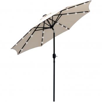 Outsunny Sombrilla Parasol de Jardín con Luces LED Solar Ø270x240 cm