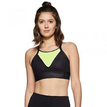 PUMA Shapeshifter Bra M Sujetador Deportivo, Mujer, Black/Yellow Alert, L