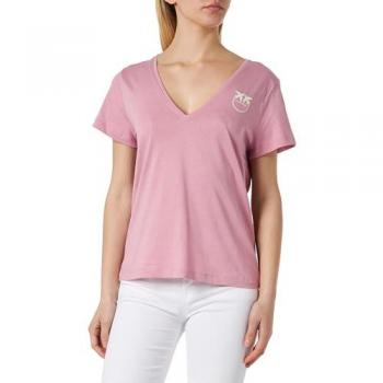Pinko Casual Cotton Tee Shirt, Pink, Size: S