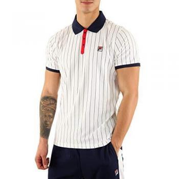 Fila Classic Striped Polo Shirt - White/Red/Navy - Men's Size L