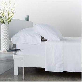 Juego de sábanas de satén 100% algodón egipcio 300 hilos blanco para cama de 135 x 190/200 cm