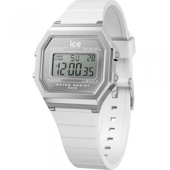 Ice-Watch Ice Digit Retro Women's Watch - Silver Mirror Metal and White Silicone - One Size