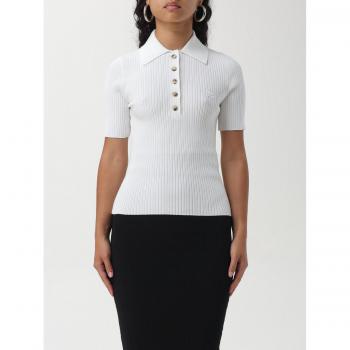Courrèges Women's White Ribbed Polo Shirt - Size S