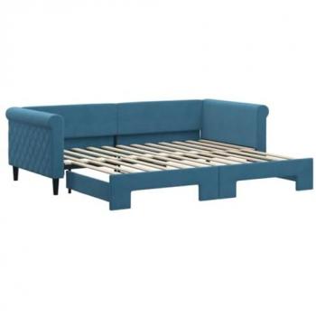 Sofá cama nido terciopelo azul 90x200 cm