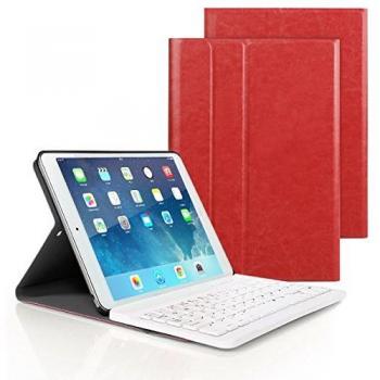 iPad 9.7 2017/2018 Funda de teclado, Besmall teclado inalámbrico Bluetooth con cuero de la PU cubierta Para Nuevo Apple iPad 9.7 Lanzado en 2017/2018, iPad Air 1/2, iPad Pro 9.7 - Rojo