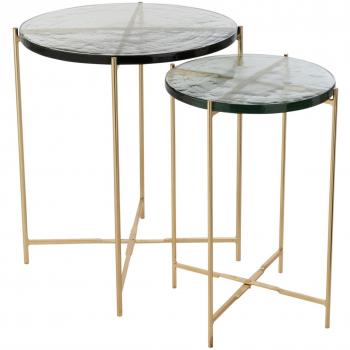Set de 2 mesas nido Obi de metal dorado D 50 cm