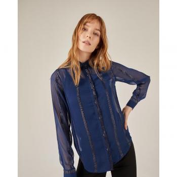 NIZA Camisa Azul Manga Larga Mujer - Estilo y Sofisticación en cada detalle