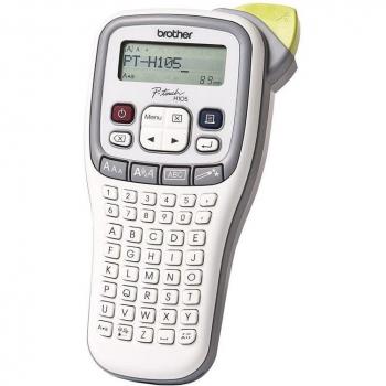 Rotuladora de Mano Brother P-Touch H105 - Compacta, portátil, pantalla LCD, impresión en varias líneas, diseño ergonómico, múltiples estilos y tamaños de letra, incluye cinta de inicio