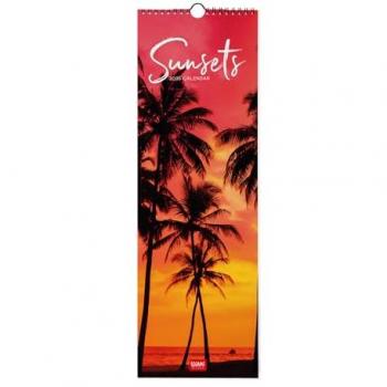 Calendario de Pared 2025 Sunsets Legami Multilingüe 16 x 49 cm, 12 meses, planificador anual 2026, espacio para notas, 6 idiomas, signos del zodiaco y fiestas internacionales