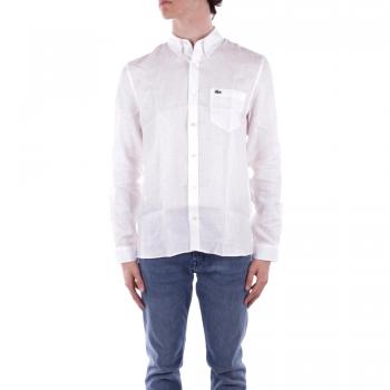 Camisa de hombre Lacoste ML blanca en lino de manga larga