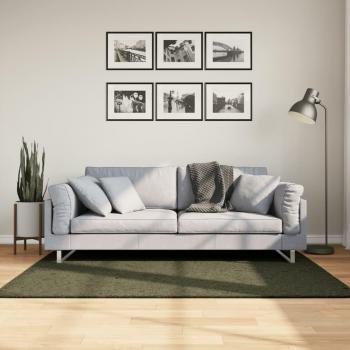 Alfombra de trenza corta de madera verde lavable suave 120x170 cm