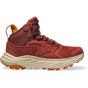 Botas de montaña Hoka Anacapa 2 Mid GORE-TEX para mujer, color rojo intenso con detalles en blanco y crema, talla 38