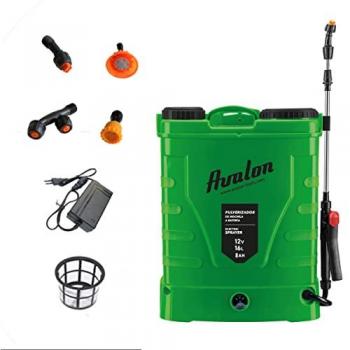 Pulverizador de Mochila a Presión Avalon 16L con Batería Recargable y Lanza INOX Verde, incluye Arnés, Cargador y Set de Boquillas