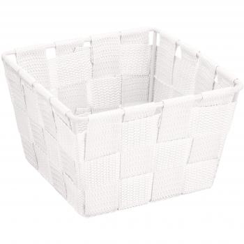 WENKO Cesto de baño Adria Mini cuadrado blanco - cesta para el baño, Polipropileno, 14 x 9 x 14 cm, Blanco