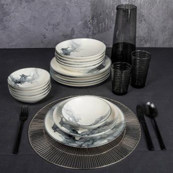 Set de Mesa 24 Piezas Porcelana Multicolor - Apto para Microondas y Lavavajillas