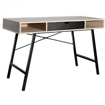 Escritorio Gisele de Madera y Metal con Cajón + 2 Compartimentos - 120x48x76 cm