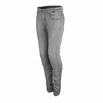 GMS Pantalones de Moto para Mujer Rattle Gris Claro - Jeans de moto ajustados, color gris claro, talla 28