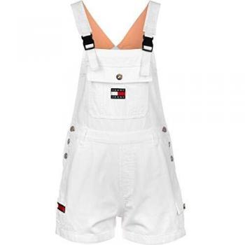 Tommy Jeans Dunagree Short W Pantalones de peto calssic white