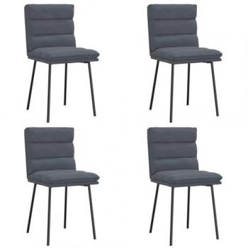 vidaXL Set of 4 Dark Grey Velvet Dining Chairs