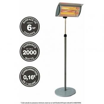 Parasol Calefactor Eléctrico Favex Vérone 2000W Ajustable 160-210 cm con Funda Incluida