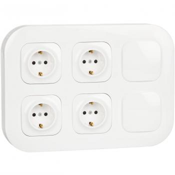 Legrand, 782497 Base de Enchufes de pared 4 tomas y 2 tapas ciegas , Forix, color blanco