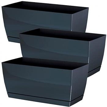 Jardinera de plástico Coubi Case P grafito 3 unidades 29x14,2x13,6 cm