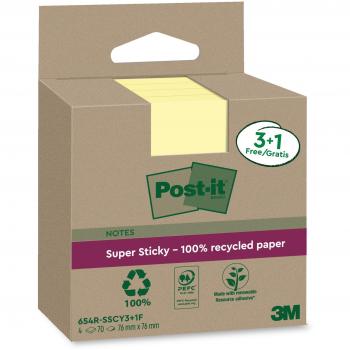 Post-it Super Sticky Notas Recicladas 3+1 Bloques