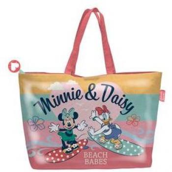 Bolso de Playa Minnie y Daisy, con Cremallera, Asa, Licencia 100% Oficial, Color Mix, 48 x 32 cm