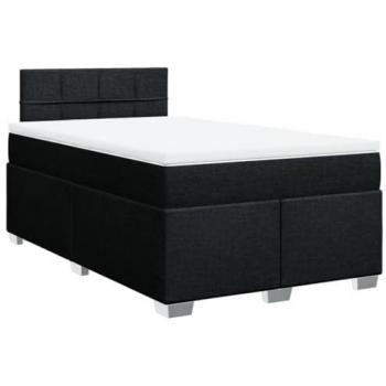 Cama Box Spring con Colchón Tela Negro 120x200 cm