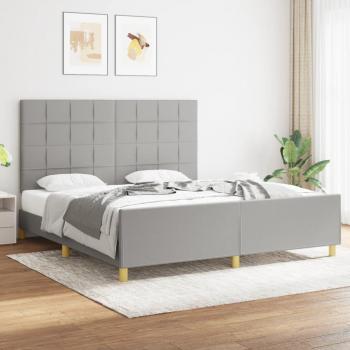 Cama solar sin colchón gris claro 180x200 cm Tela con estructura de cama y cabecero en tela gris claro